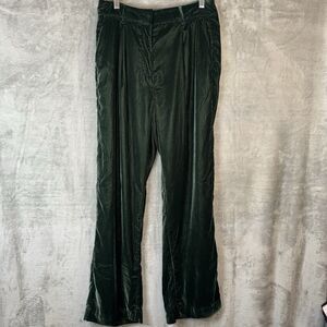 Old Navy Green Velvet Taylor Wide Leg Trousers Sz Med Christmas Holiday Party